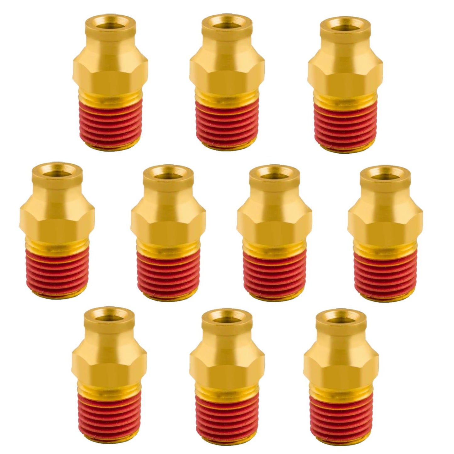 Push-In To Connect Brass Air Male Fitting Straight Connector - 10 Pieces